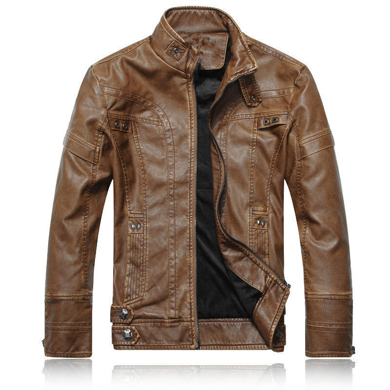 Herren Lederoptik-Pilotenblouson mit Stehkragen und Ziersteppungen – Valtoré