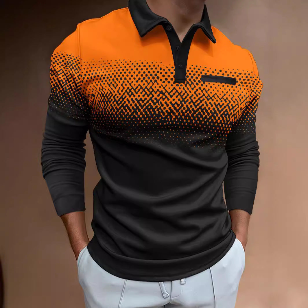 Herren Poloshirt mit einzigartigem Digitaldruck und komfortablem Langarmdesign Echoarchiv