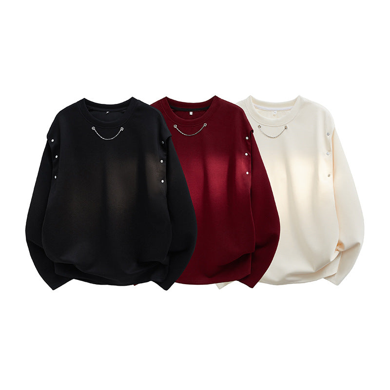 Damen Oversized Sweatshirt mit Ketten-Detail und Druckknopf-Ärmelöffnung Echo Archiv