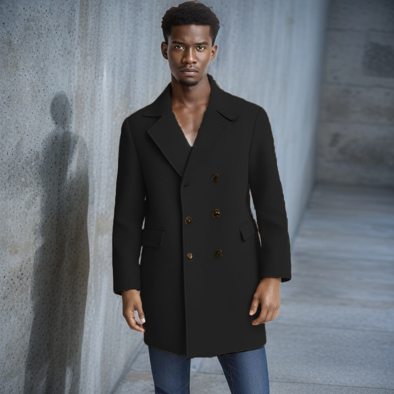 Herren eleganter Doppelreiher-Mantel mit modernem Schnitt und praktischen Taschen Echoarchiv