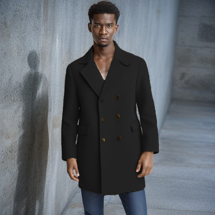 Herren eleganter Doppelreiher-Mantel mit modernem Schnitt und praktischen Taschen Echoarchiv