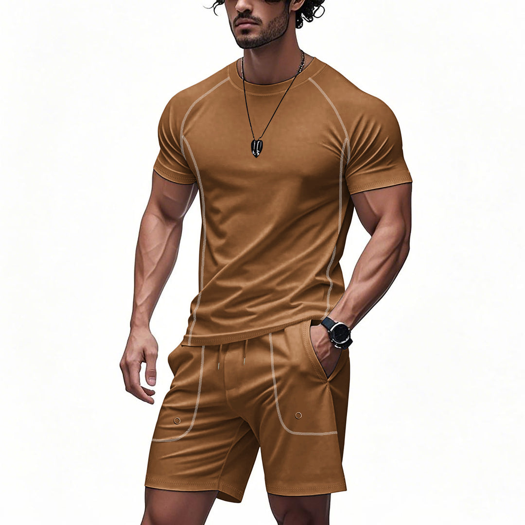 Herren Sportliches Kurzarm-T-Shirt und Shorts Set mit atmungsaktiven Eigenschaften Echoarchiv