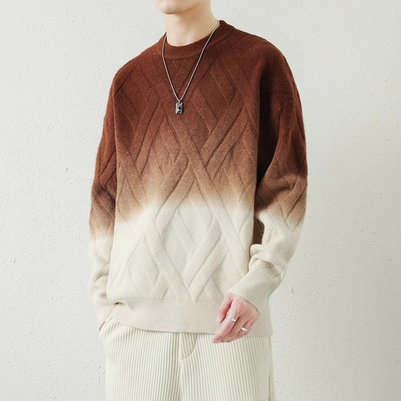 Herren Gemusterter Strickpullover mit modischem Farbverlauf Echoarchiv