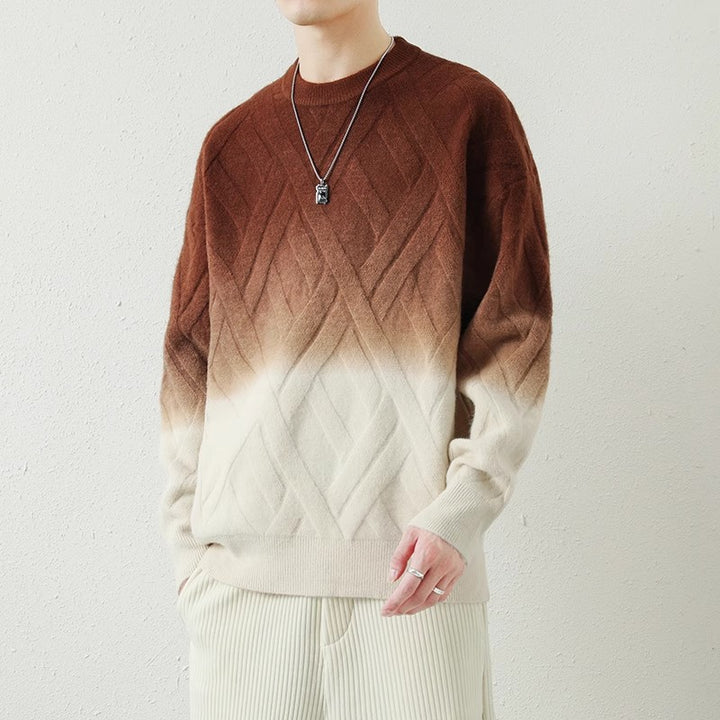 Herren Gemusterter Strickpullover mit modischem Farbverlauf Echoarchiv