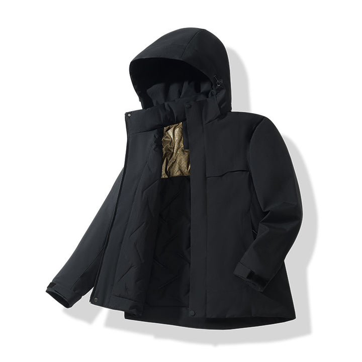 Herren Wasserabweisende Thermo-Parka mit Kapuze, gesteppter Innenseite & verdecktem Reißverschluss Echoarchiv