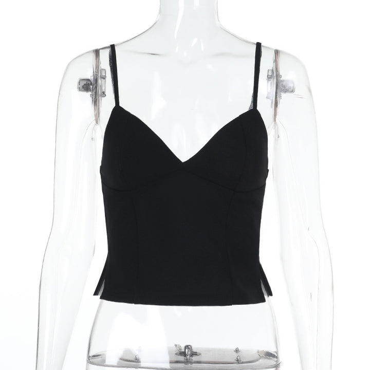 Damen figurbetontes Cami-Top mit tiefem V-Ausschnitt und eleganten Schlitzdetails Echo Archiv