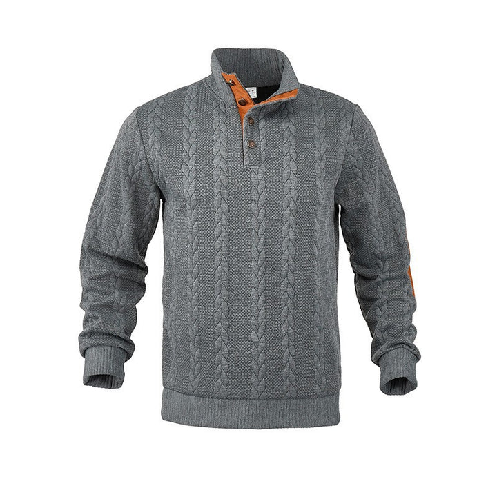 Herren Strickpullover mit hohem Kragen und modischem Zopfdesign Echoarchiv