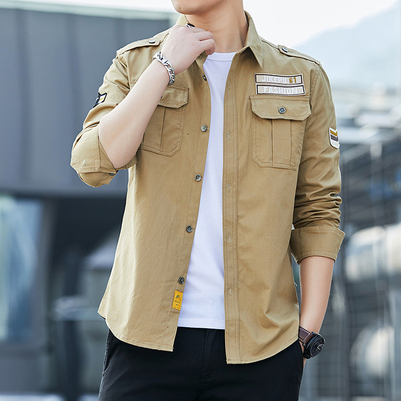 Herren Overshirt im Military-Utility-Stil mit Schulterpatten, Brustklappen und leichtem Baumwollmix Echoarchiv