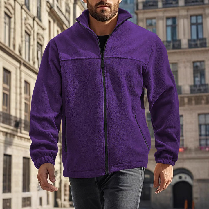 Herren nan warme Fleecejacke mit Reißverschluss, Stehkragen und Reißverschlusstaschen Echo Archiv
