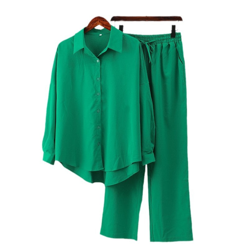 Damen nan lockeres zweiteiliges Lounge-Set mit Oversize-Hemd und elastischer Bundhose Echo Archiv