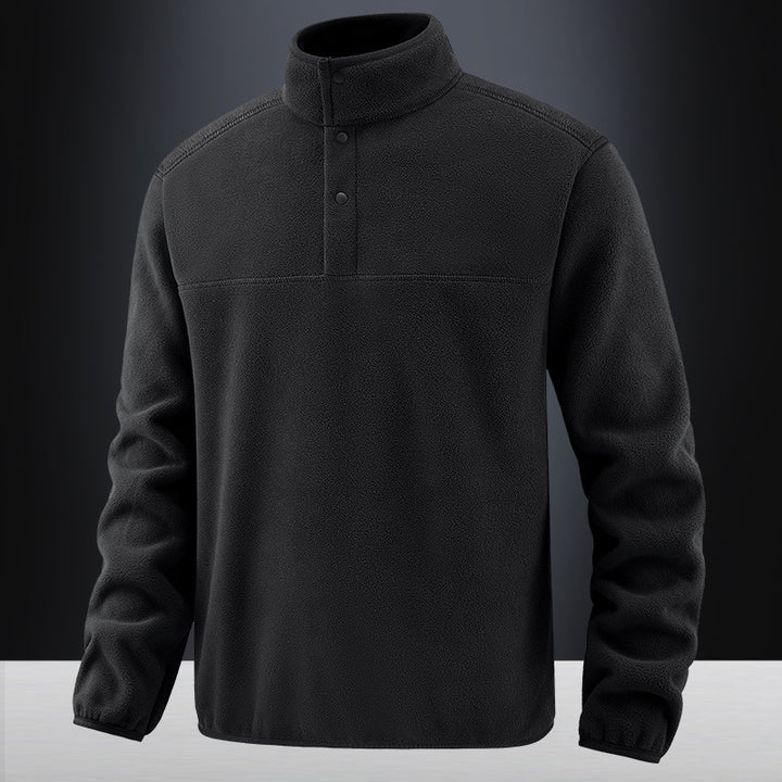Herren Fleece-Pullover mit Stehkragen und Druckknopf-Leiste für wärmende Zwischenschicht Echo Archiv