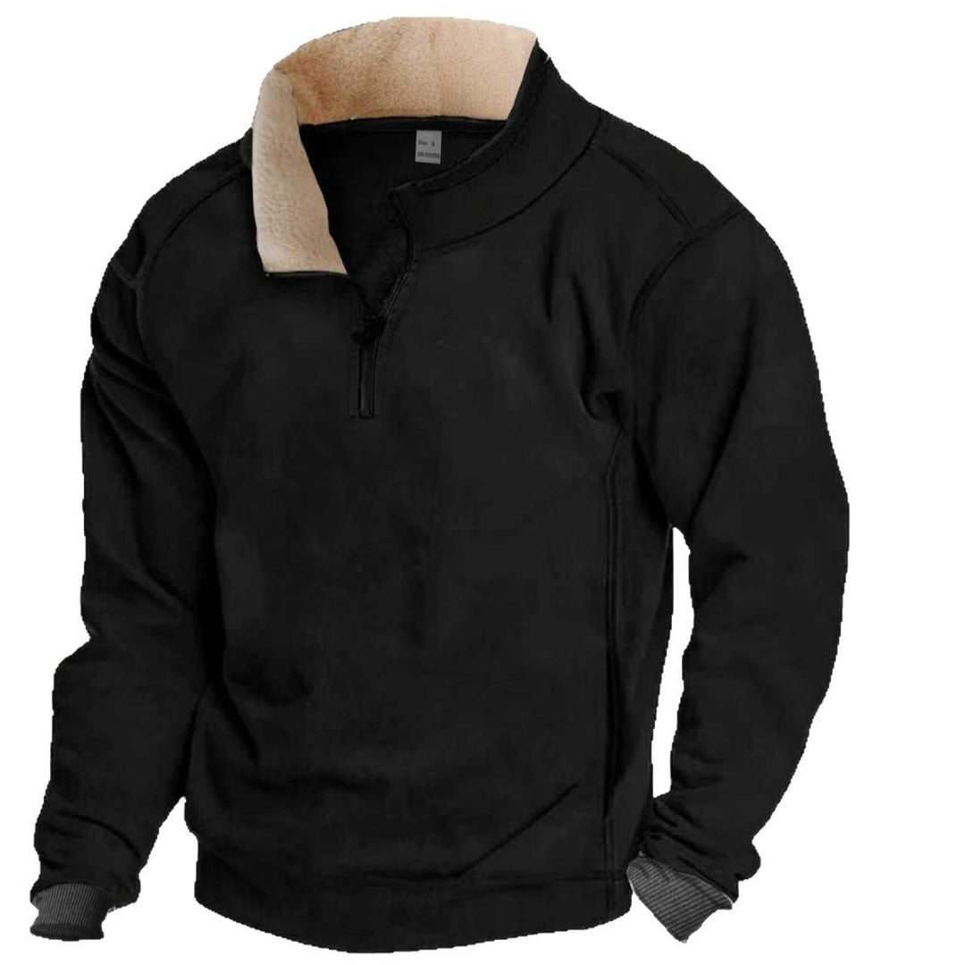 Herren Fleece-Pullover mit durchgehendem Reißverschluss und kontrastierendem Kragen Echoarchiv
