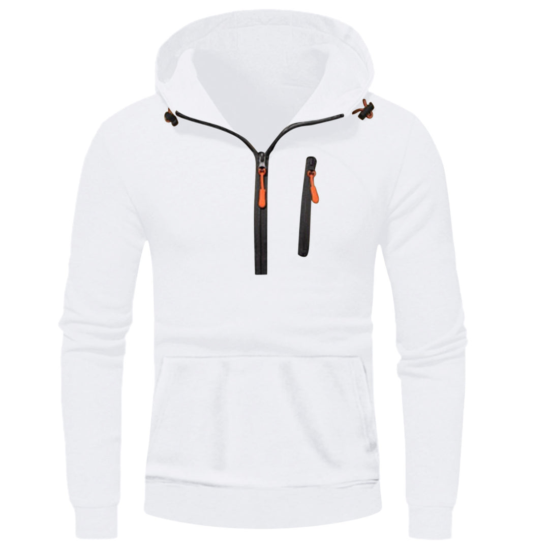 Herren moderner Kapuzenpullover mit innovativem halben Reißverschluss Echoarchiv