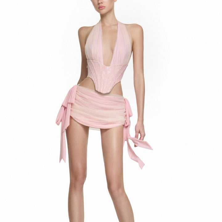 Damen Couture Bodysuit mit drapiertem Rock Echo Archiv