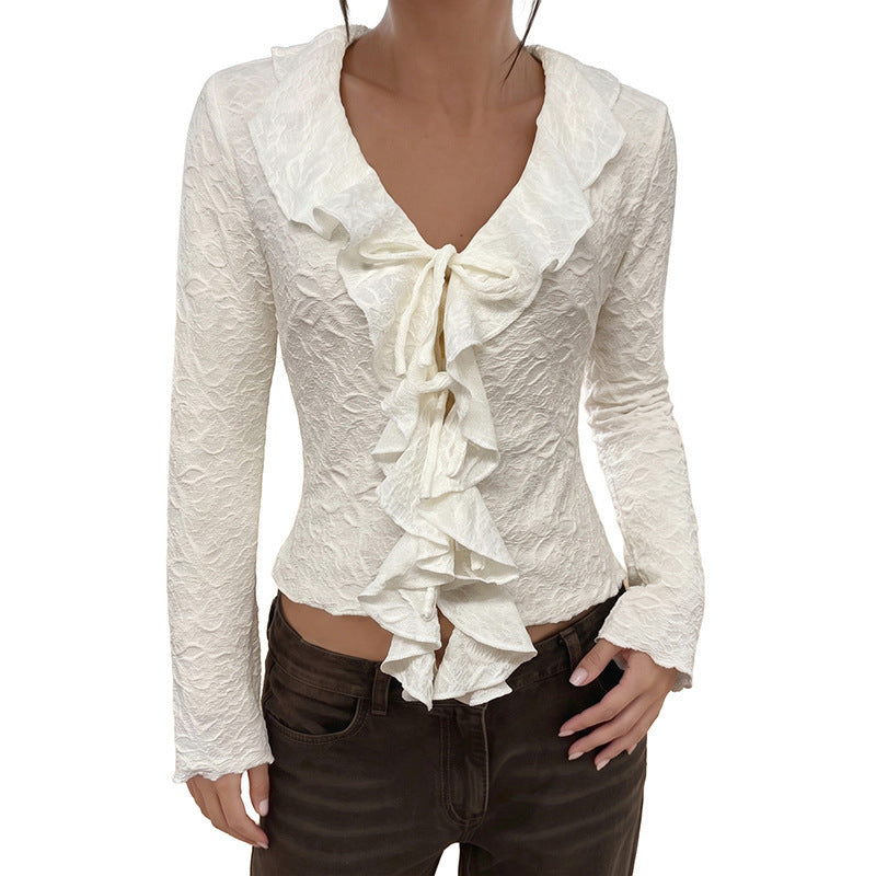Damen Elegantes Rüschen-Body mit tiefem V-Ausschnitt Echo Archiv