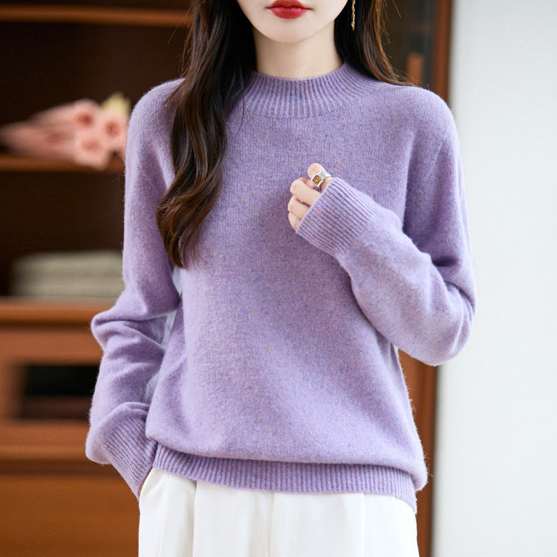 Damen Mélange-Feinstrickpullover mit kurzem Stehkragen und lockerer Silhouette Echoarchiv