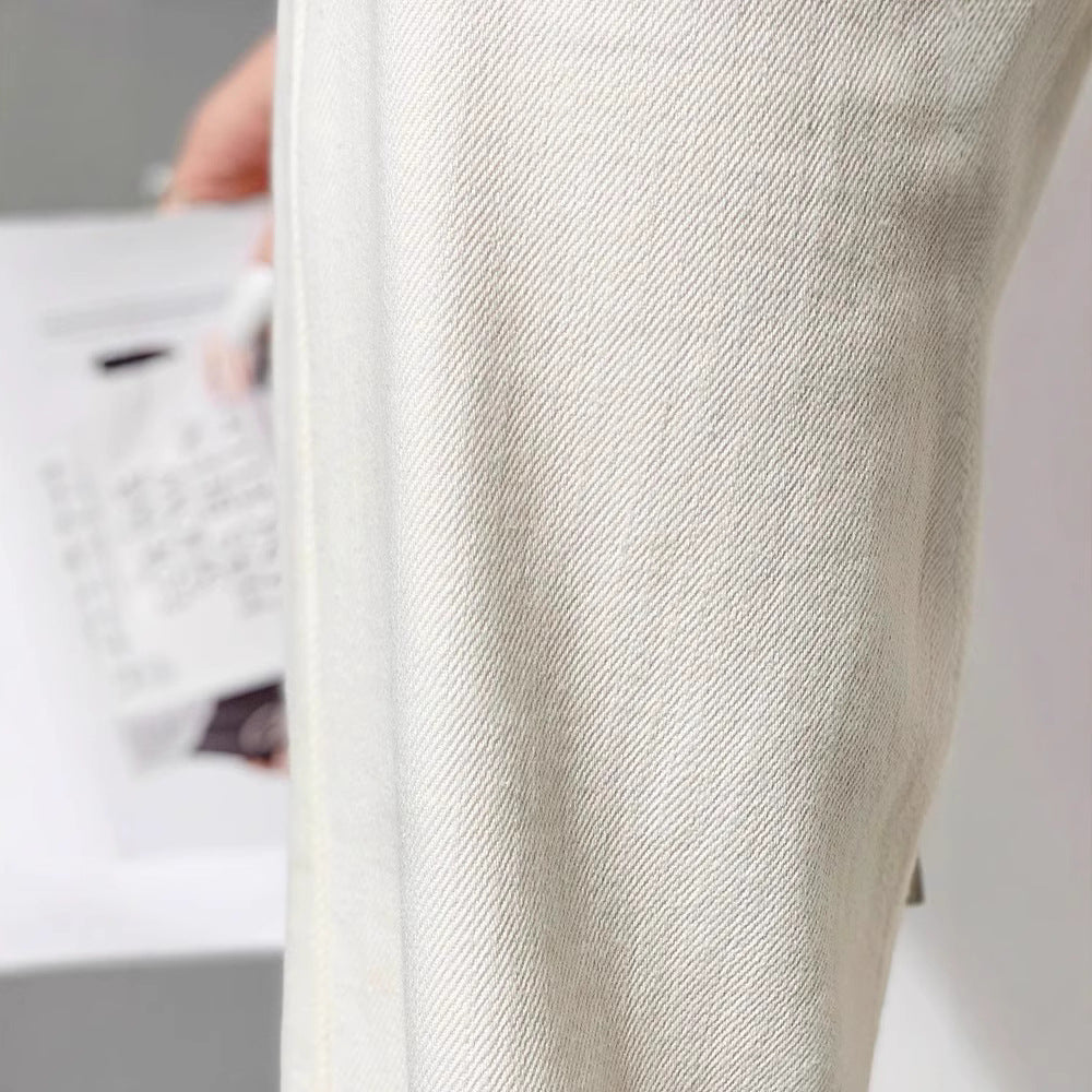 Damen Hochtaillierte weite Jeanshose im Palazzo‑Schnitt mit sichtbarer Doppelknopfleiste Echo Archiv