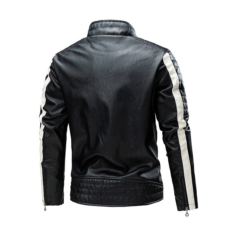 Herren Modische Lederjacke mit Farbblock-Design Echo Archiv