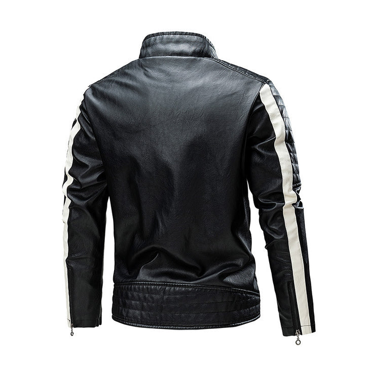 Herren Modische Lederjacke mit Farbblock-Design Echo Archiv