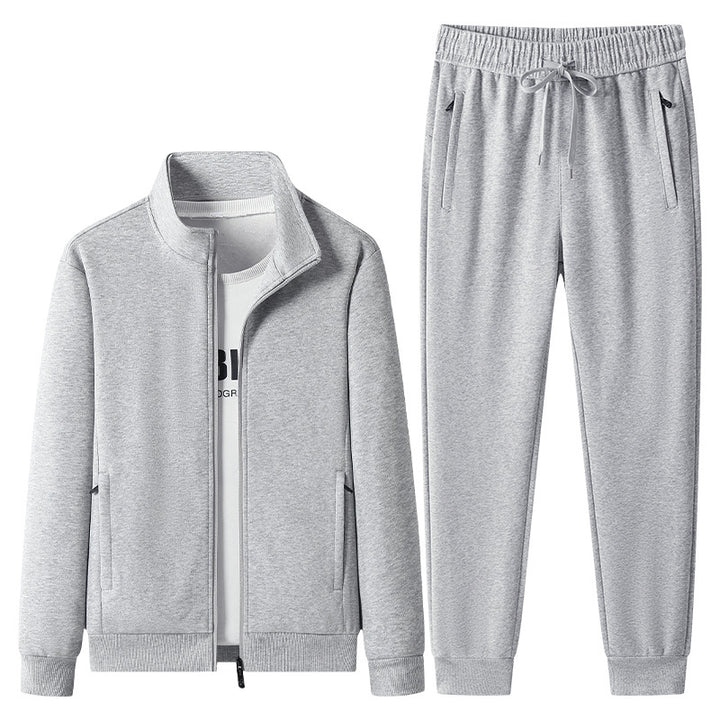 Herren Jogginganzug-Set aus Baumwollmix mit Stehkragen Reißverschlussjacke und Kordelbundhose Echoarchiv