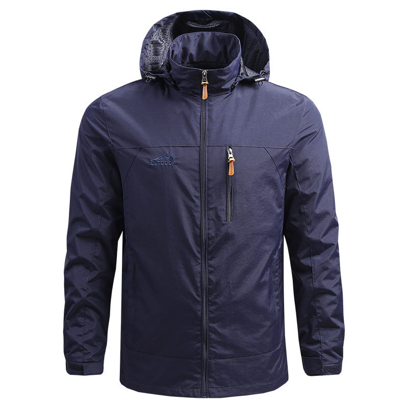 Herren Leichte atmungsaktive Outdoorjacke mit Kapuze, Brust-Reißverschluss und windabweisender Shell Echoarchiv