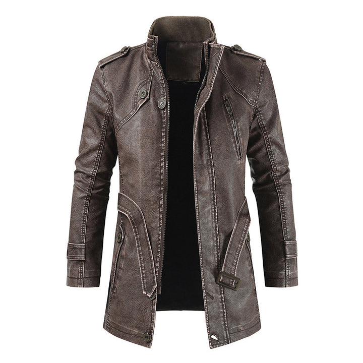 Herren modische Biker-Lederjacke mit asymmetrischem Reißverschluss und praktischen Taschen Echoarchiv