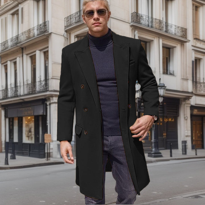 Herren eleganter Doppelknebel-Mantel mit stilvollem Schnitt und modischen Details Echoarchiv