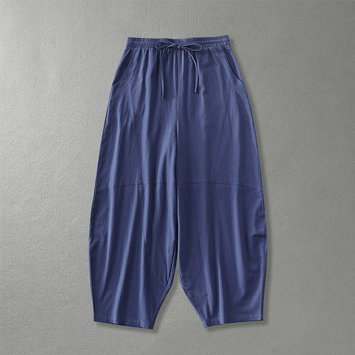 Damen weite Haremshose aus leichtem Satin mit Tunnelzug und seitlichen Taschen Echoarchiv