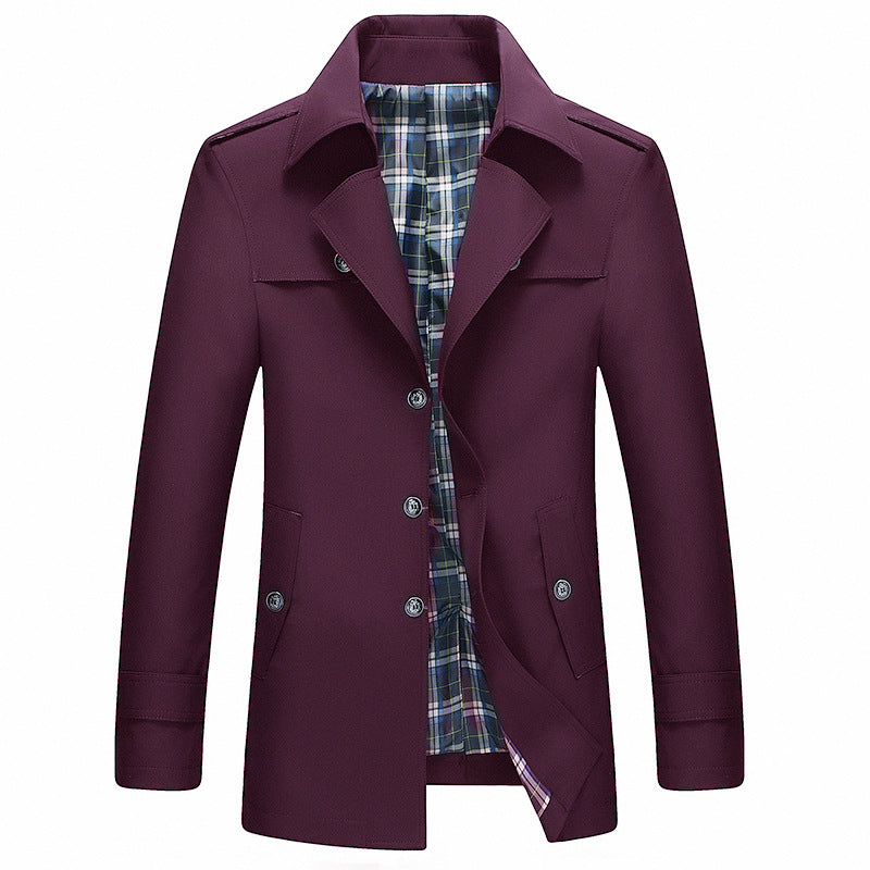 Herren Moderner Kurzmantel im Trenchcoat‑Look mit karierter Innenfütterung und Schulterklappen Echoarchiv
