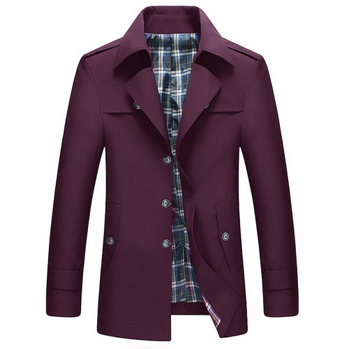 Herren Moderner Kurzmantel im Trenchcoat‑Look mit karierter Innenfütterung und Schulterklappen Echoarchiv