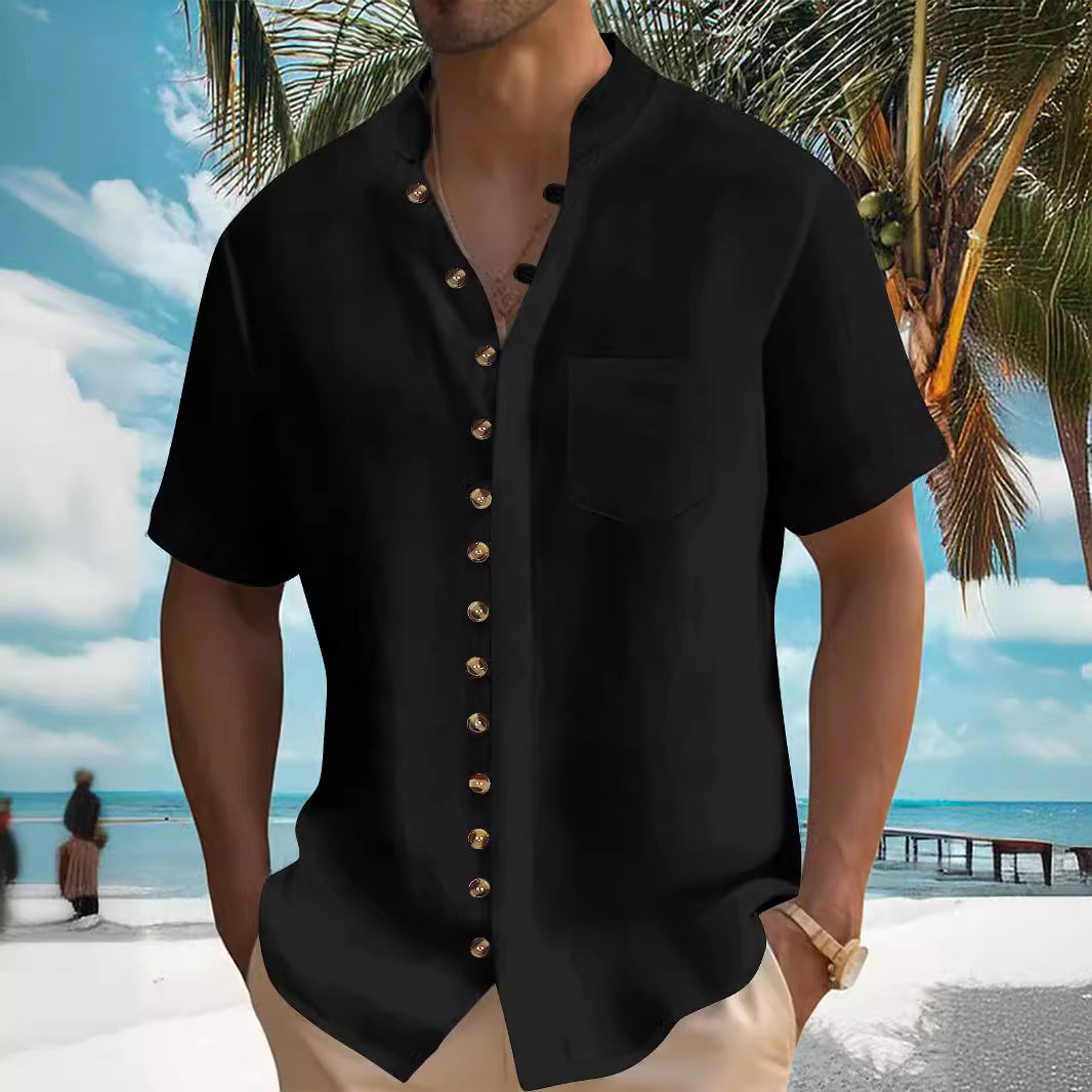 Herren Kurzarm Hemd mit modernem Knopfdesign Echoarchiv