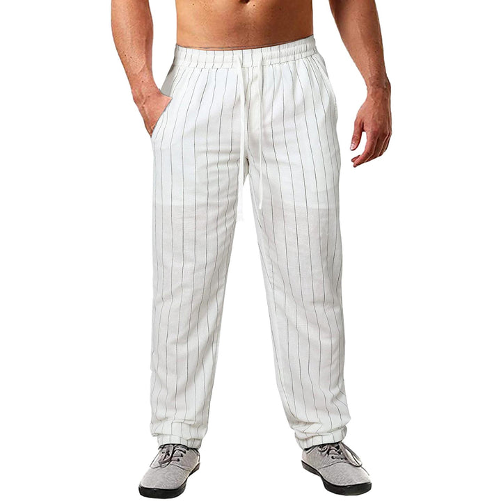 Herren lässige Streifen-Hosen aus Baumwollmix mit elastischem Bund und praktischen Eingrifftaschen Echoarchiv