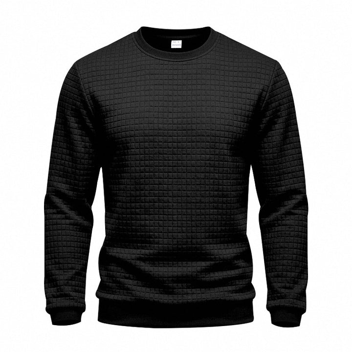 Herren Strukturiertes Rundhals-Sweatshirt mit Waffelstruktur und Rippbündchen Echoarchiv