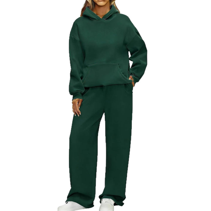 Damen nan Cozy-Loungewear-Set mit oversized Kapuzenpullover, Kängurutasche und weiten Palazzo-Jogginghose Echo Archiv