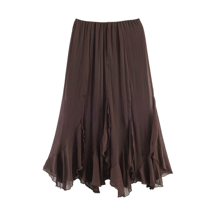 Damen Eleganter, fließender Maxirock mit Volants Echo Archiv