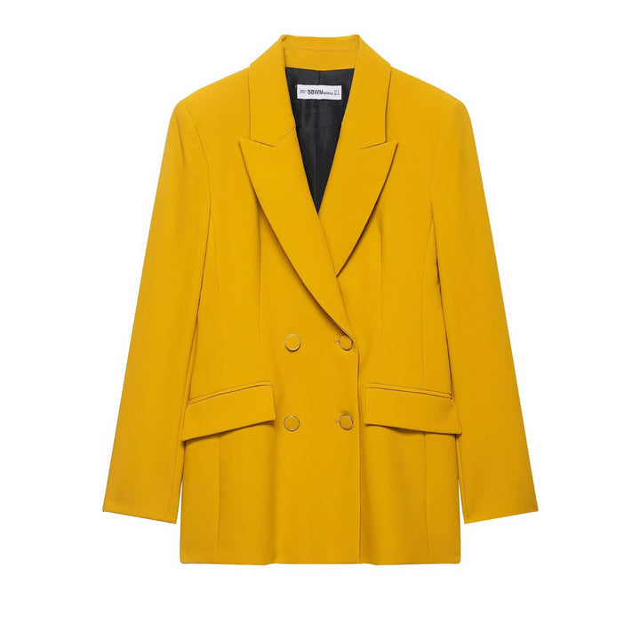Damen Doppelreihiger Longblazer mit markanten Revers und Zierösenknöpfen Echo Archiv