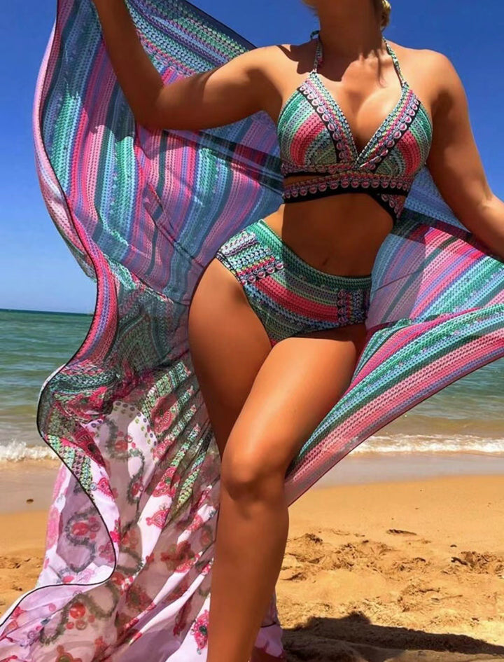 Damen Bikiniset mit kreativem Design und transparentem Kaftan Echo Archiv
