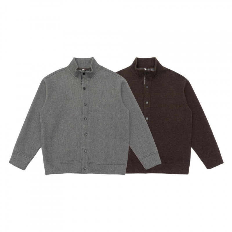 Unisex Boxy-Strickcardigan mit Stehkragen und durchgehender Knopfleiste Echo Archiv