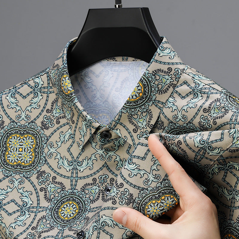 Herren elegantes Hemd mit kunstvollem Muster Echoarchiv