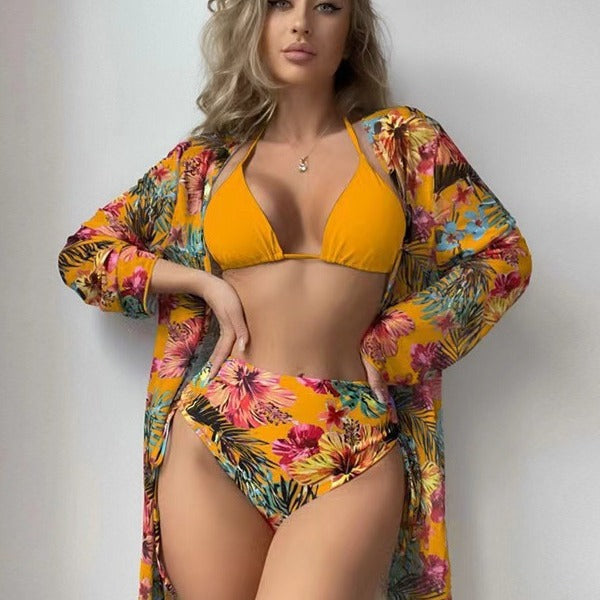 Damen Hochtaillierte Bikini-Set mit floralem Design Echo Archiv