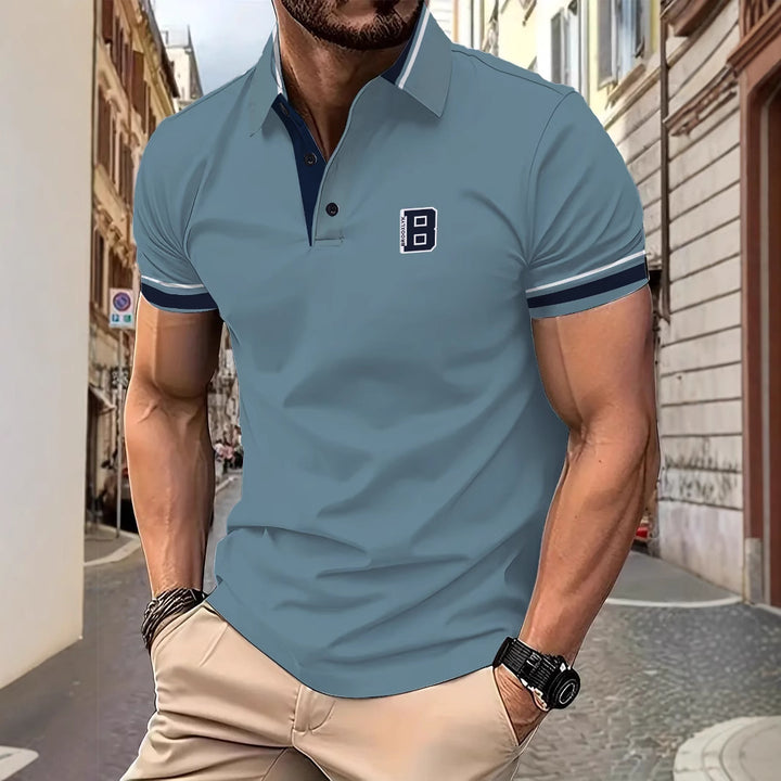 Herren Kurzarm Poloshirt mit modischen Kontrastdetails Echoarchiv