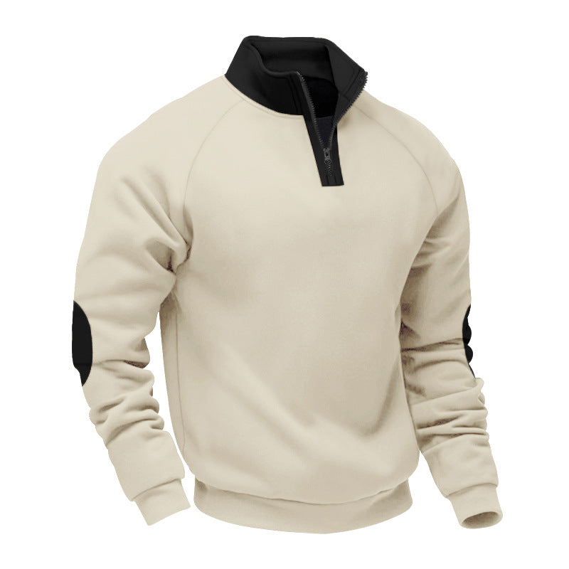 Herren nan Halbzip-Sweatshirt mit Stehkragen, Raglanärmeln und Ellbogenpatches Echo Archiv