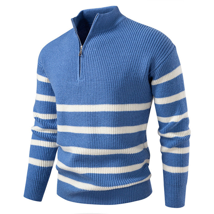 Herren modischer Rollkragenpullover mit strukturiertem Design und halbem Reißverschluss Echoarchiv