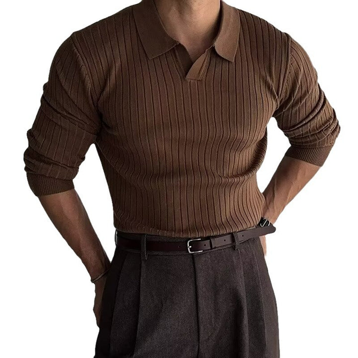 Herren Elegantes Strickpolo mit strukturiertem Design Echo Archiv