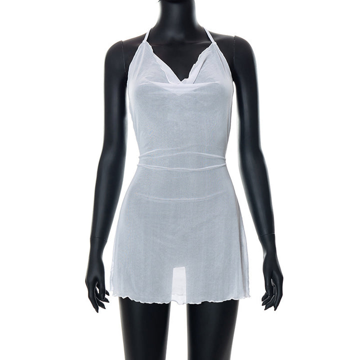 Damen luftiges Chiffonkleid mit femininem Ausschnitt und feinen Rüschen Echo Archiv
