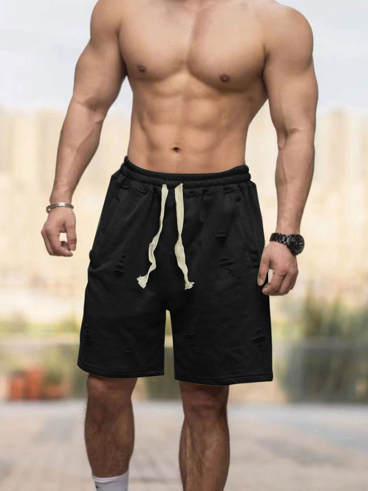 Herren nan lässige Sweatshorts mit elastischem Tunnelzugbund Eingrifftaschen und Used-Optik Echo Archiv