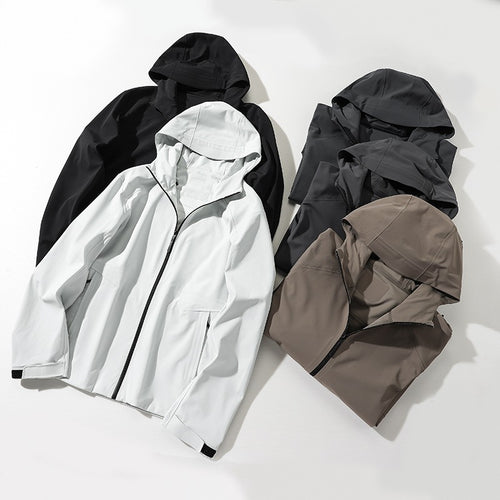 Herren Wasserabweisende Softshell-Outdoorjacke mit Kapuze, verschweißten Nähten & minimalistischer Reißverschluss Echoarchiv