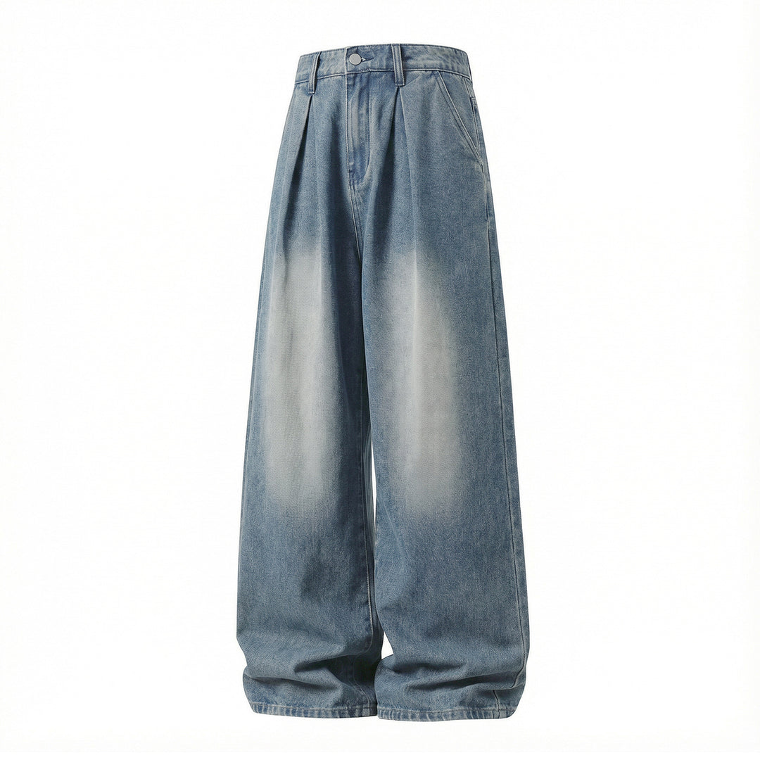 Damen High‑Waist Denim‑Palazzohose mit Bundfalten und weitem Bein Echo Archiv