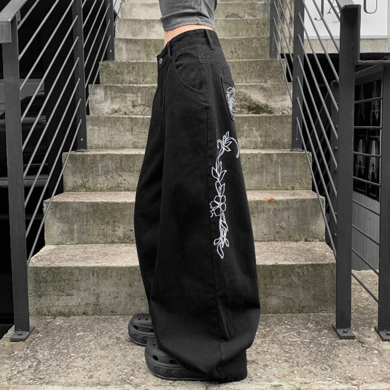 Damen weit geschnittene Baumwollhose mit hohem Taillenbund und praktischen Taschen Echo Archiv