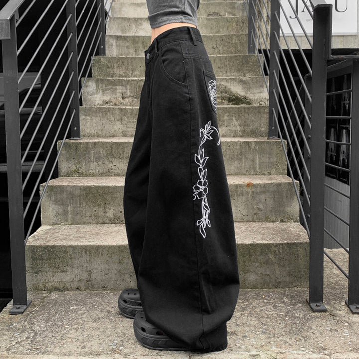 Damen weit geschnittene Baumwollhose mit hohem Taillenbund und praktischen Taschen Echo Archiv